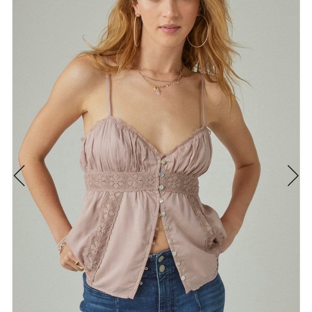 Lilac Lucky Brand Lace Tank with Buttons Large
